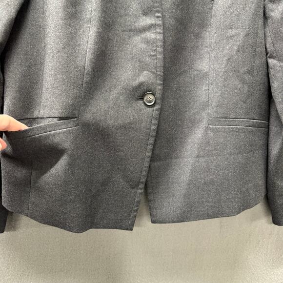 Talbots Blazer Womens 18 Gray Wool Italian Flannel Single Button Classic Career - Picture 5 of 7